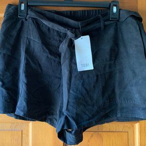 Black tie front shorts